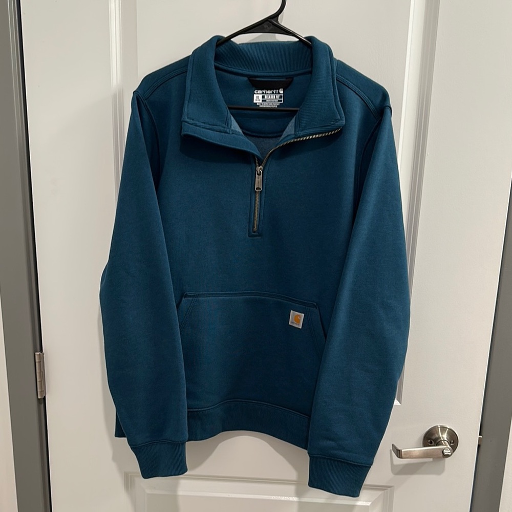 Carhartt women's Teal quarter zip sweatshirt